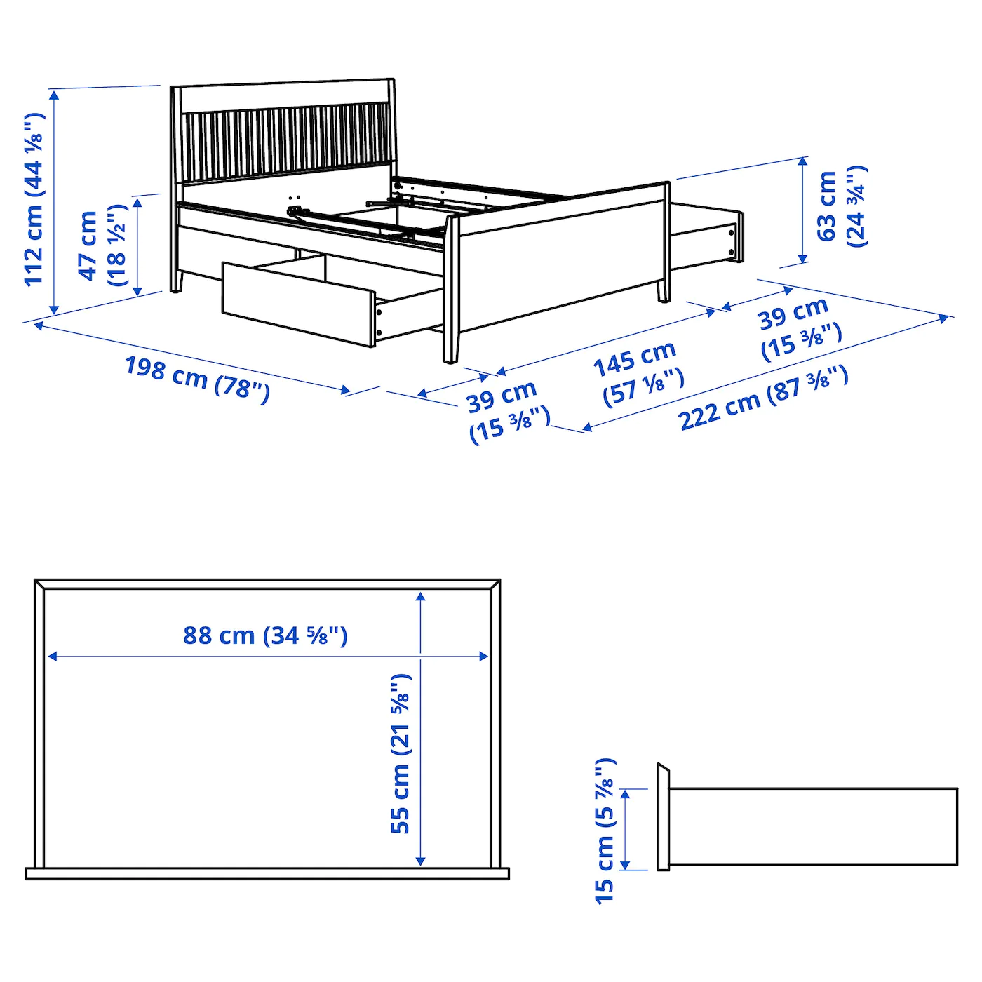 IKEA IDANÄS Bed Frame With Storage White/Luröy Full/Double - Image 9