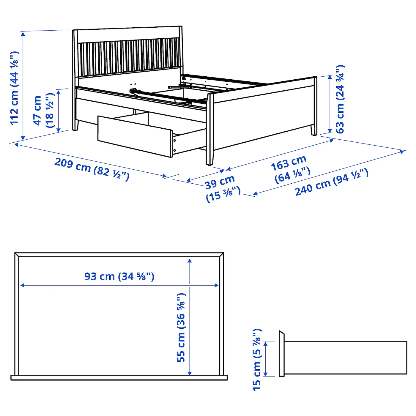 IKEA IDANÄS Bed Frame With Storage White/Luröy Queen - Image 8