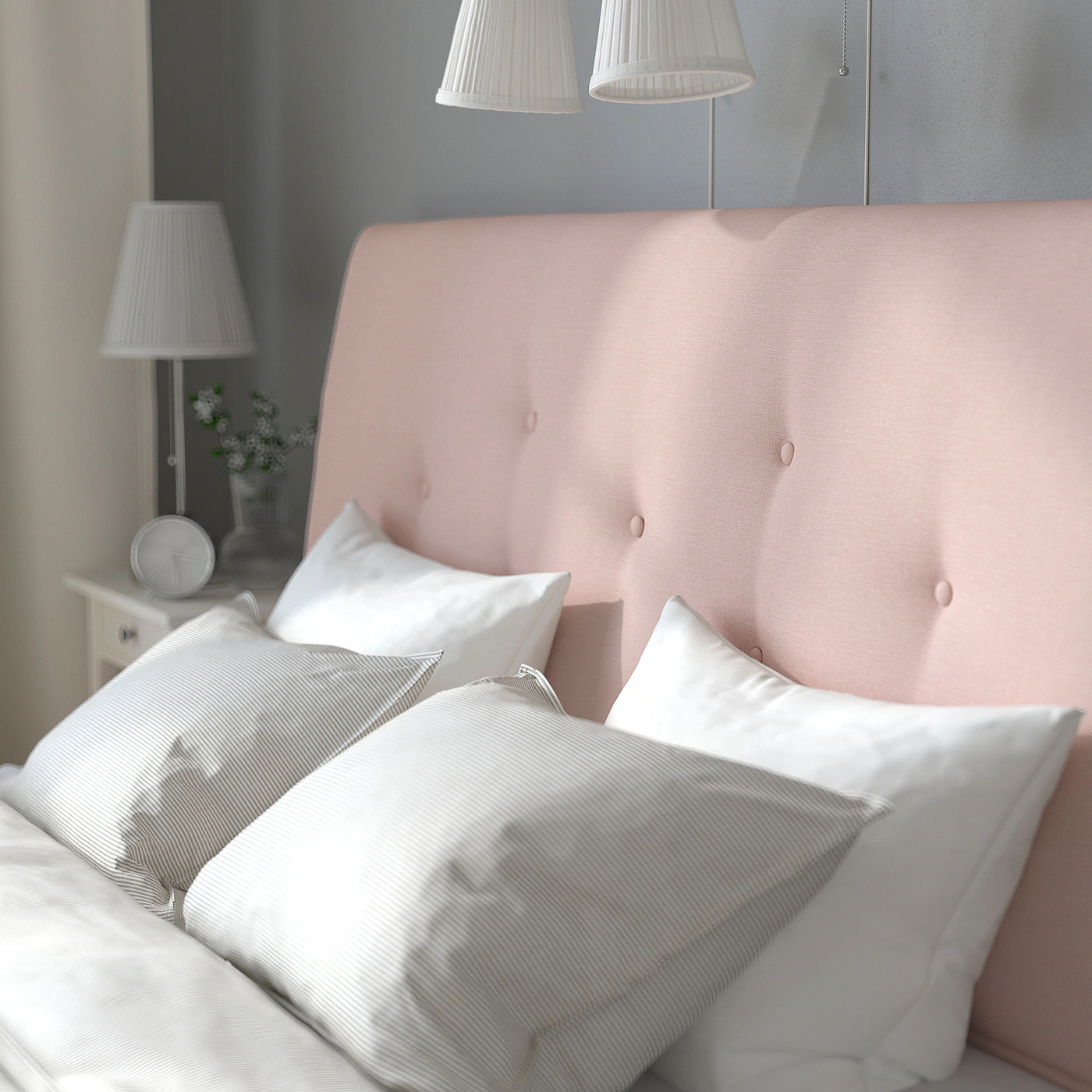 IKEA IDANÄS Upholstered Bed Frame Gunnared Pale Pink Queen - Image 7