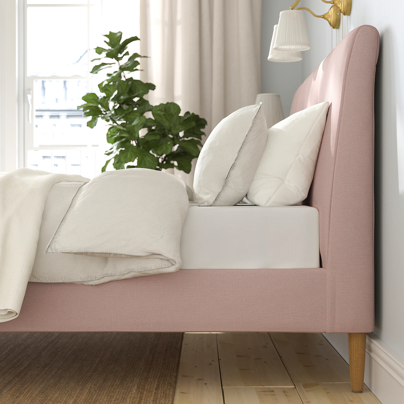 IKEA IDANÄS Upholstered Bed Frame Gunnared Pale Pink Queen - Image 6