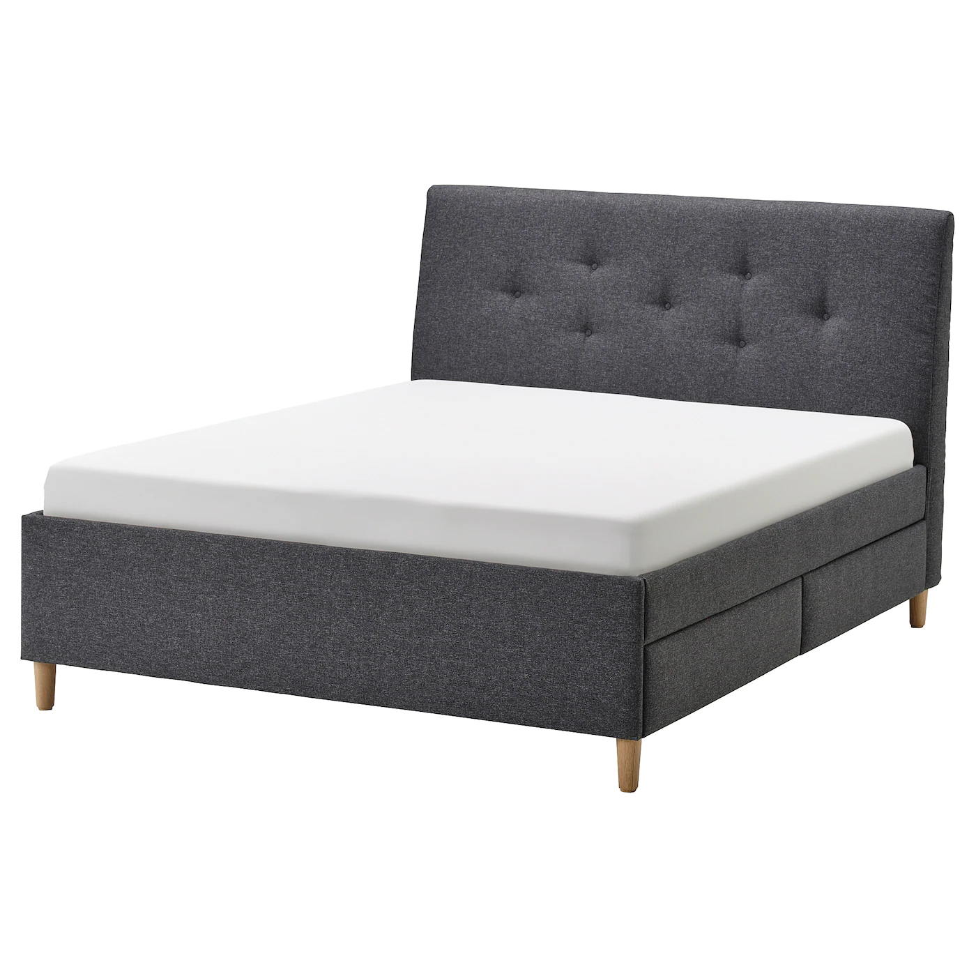 IKEA IDANÄS Upholstered Storage Bed Gunnared Dark Gray Queen