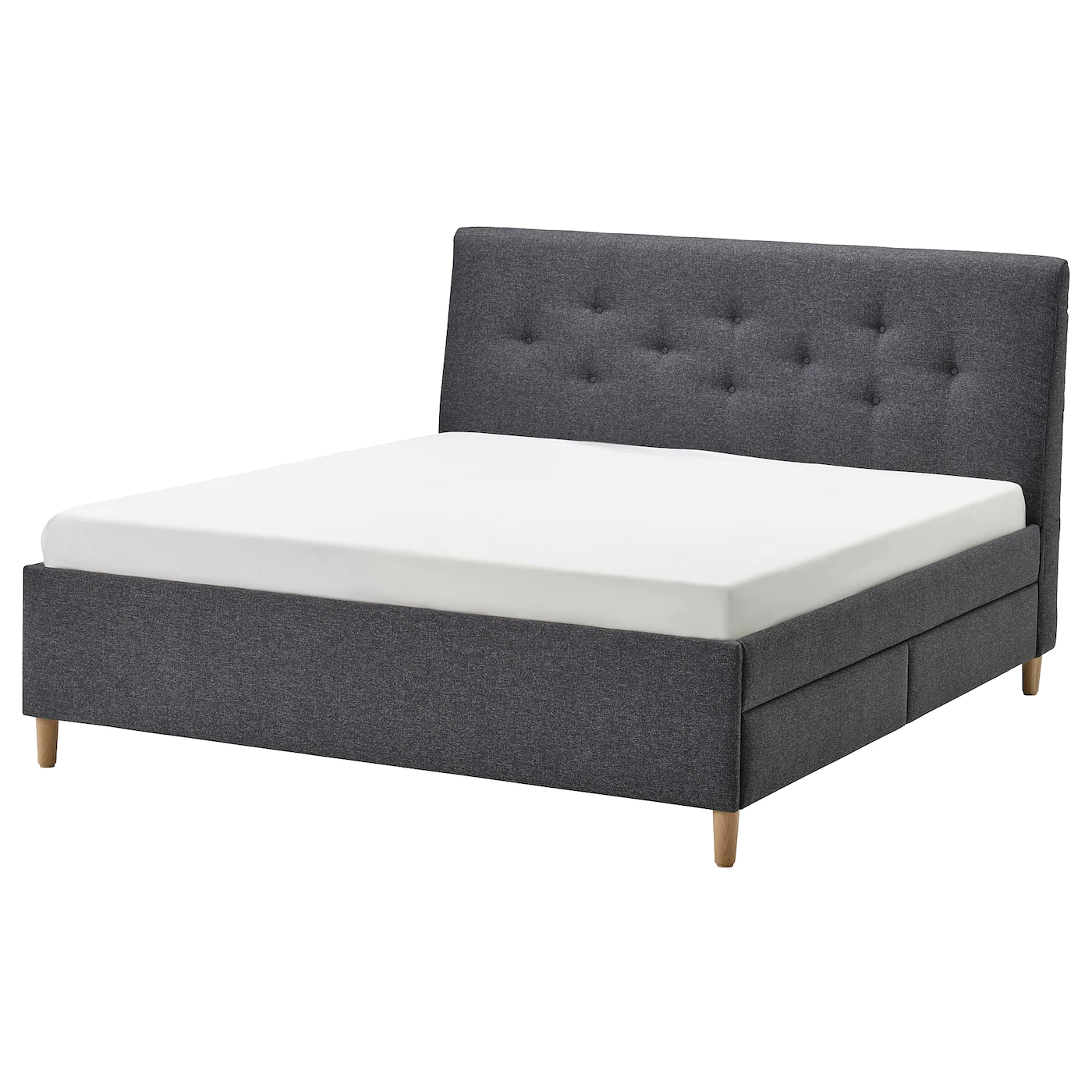 IKEA IDANÄS Upholstered Storage Bed Gunnared Dark Gray King