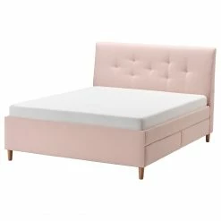 IKEA IDANÄS Upholstered Storage Bed Gunnared Pale Pink Queen