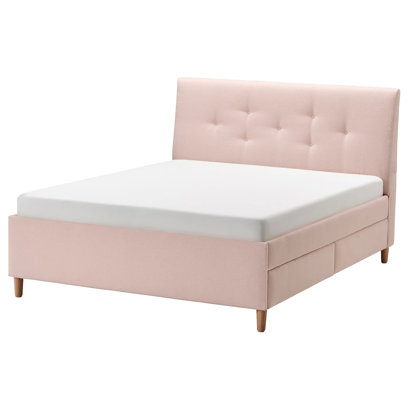 IKEA IDANÄS Upholstered Storage Bed Gunnared Pale Pink Queen