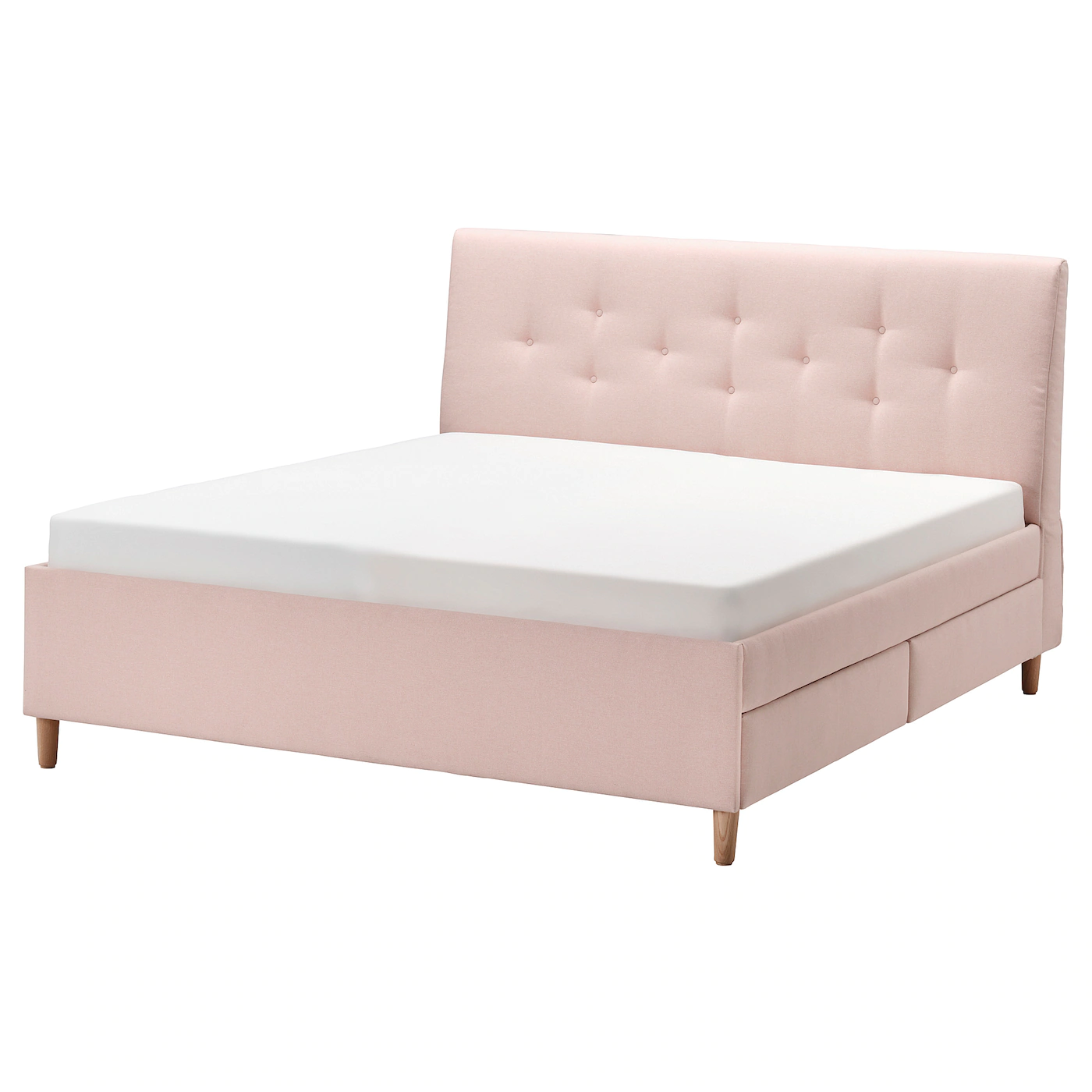 IKEA IDANÄS Upholstered Storage Bed Gunnared Pale Pink King