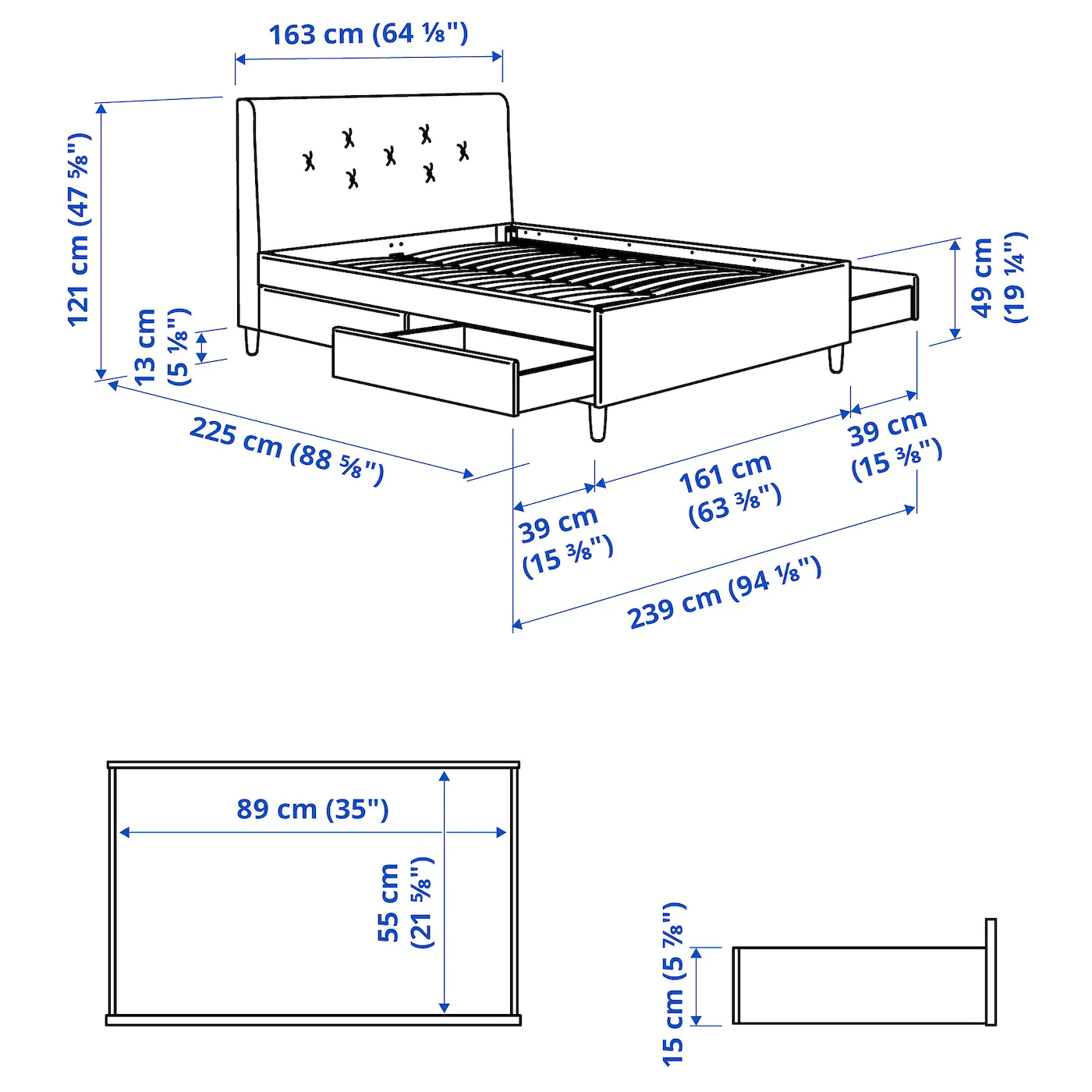 IKEA IDANÄS Upholstered Storage Bed Gunnared Pale Pink Queen - Image 13