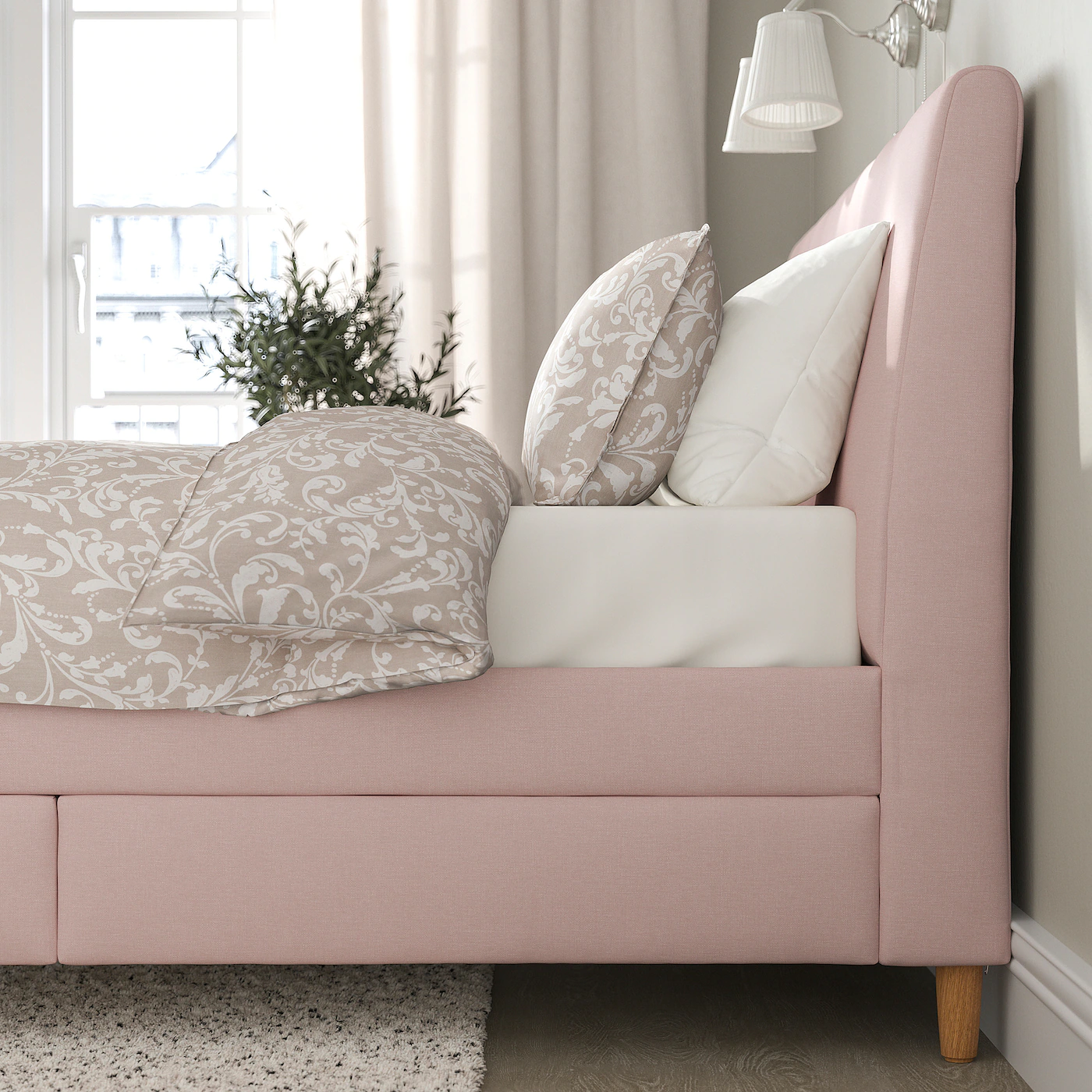 IKEA IDANÄS Upholstered Storage Bed Gunnared Pale Pink Queen - Image 7