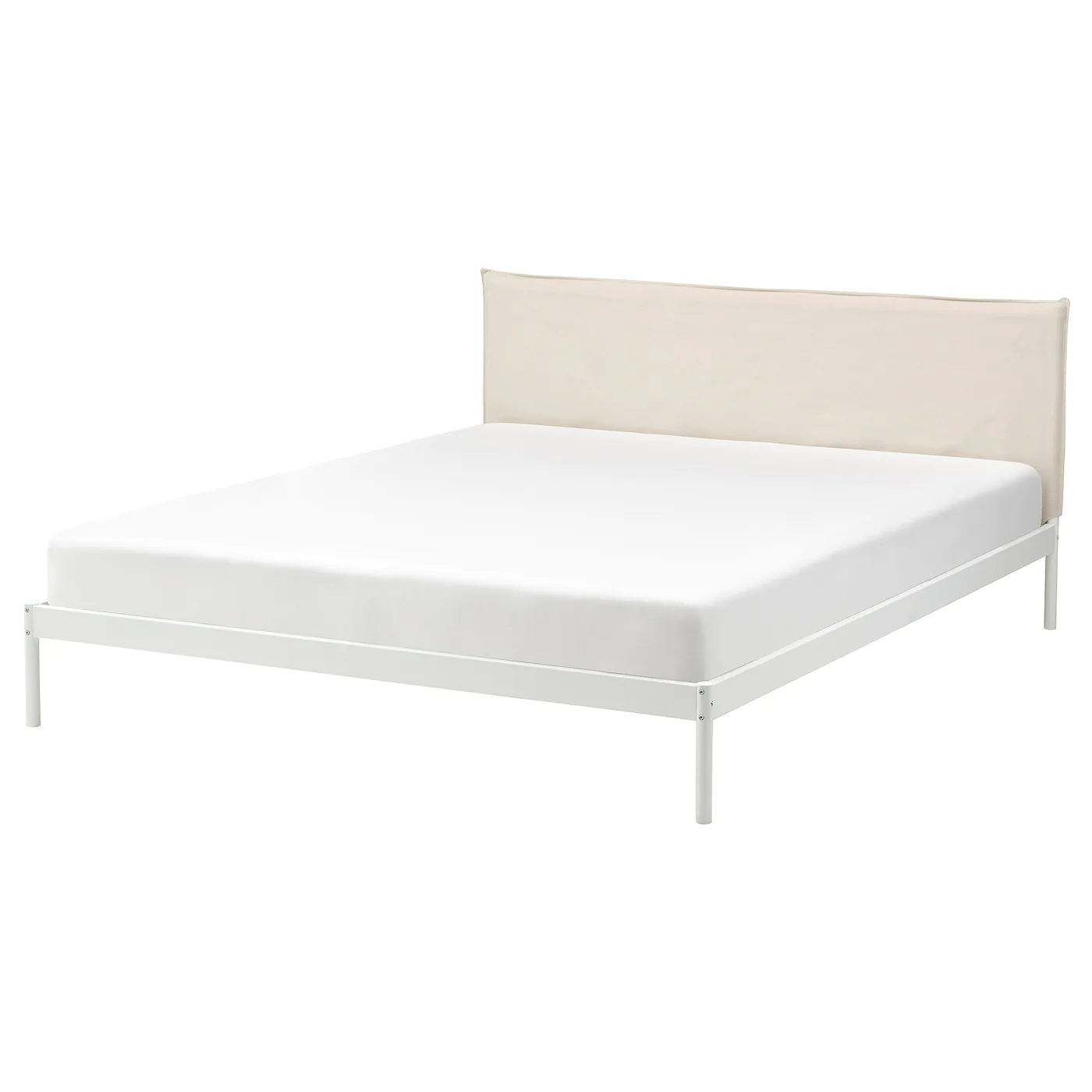 IKEA KLEPPSTAD Bed Frame White/Vissle Beige Queen