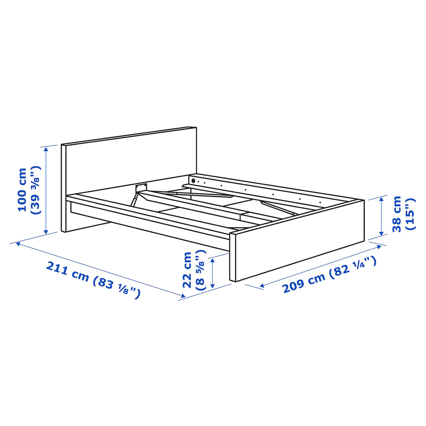IKEA MALM Bed Frame, High Gray Stained/Luröy King - Image 7