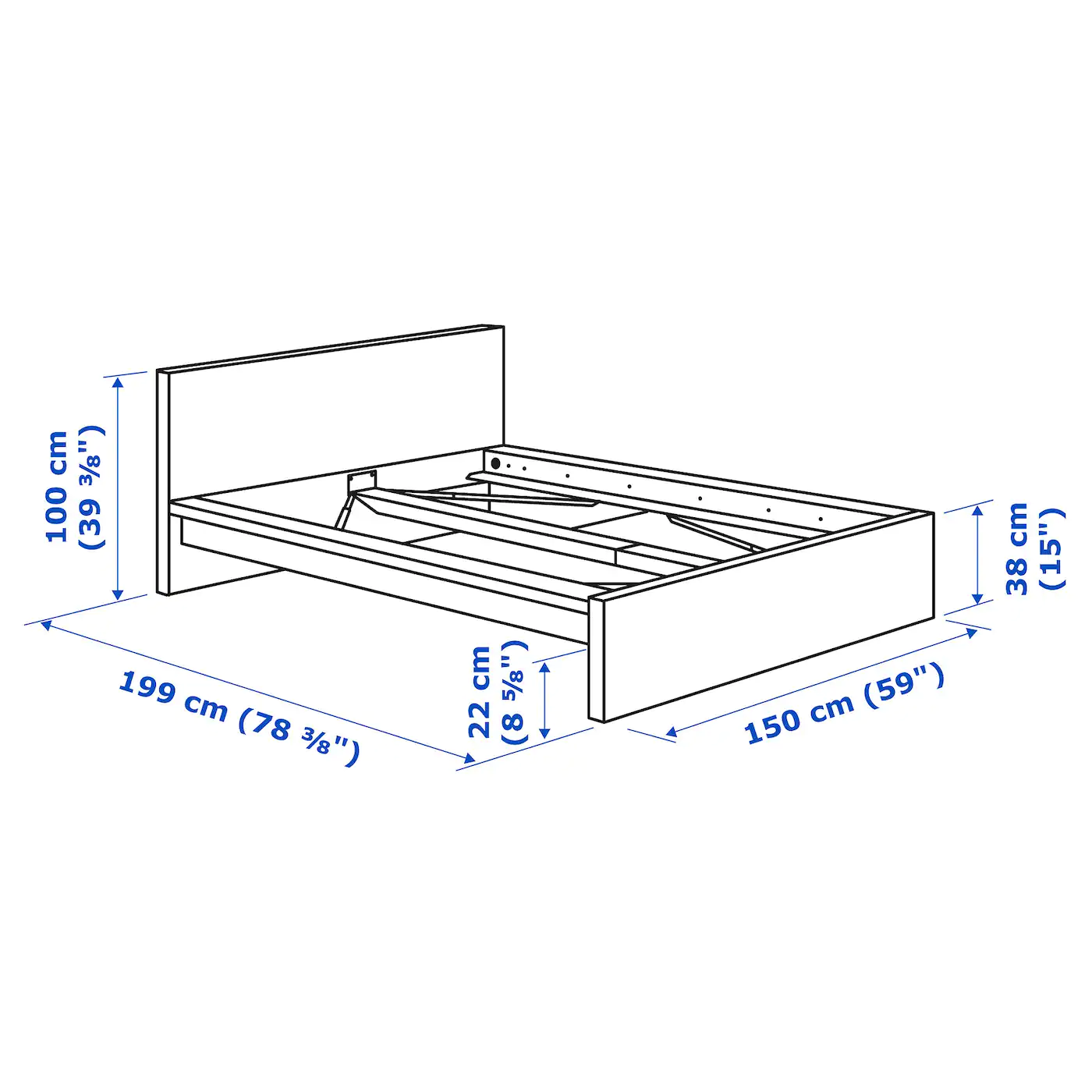 IKEA MALM Bed Frame, High White/Lönset Full - Image 9