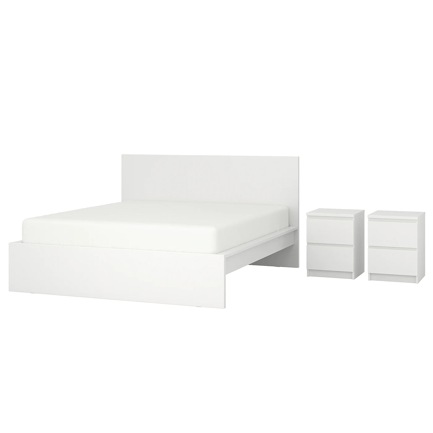 IKEA MALM Bedroom Furniture, Set Of 3 White Full