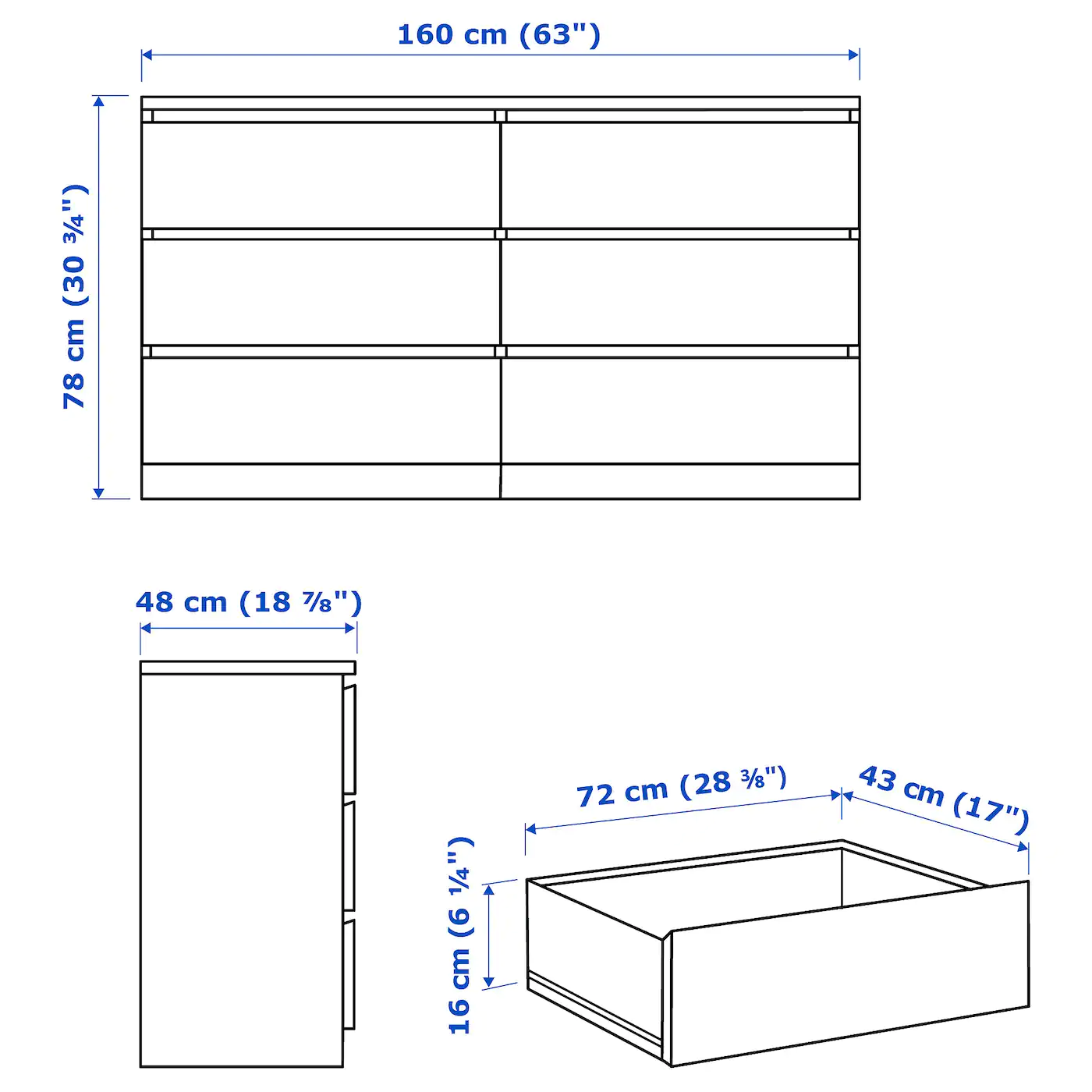 IKEA MALM Bedroom Furniture, Set Of 4 White Queen - Image 11