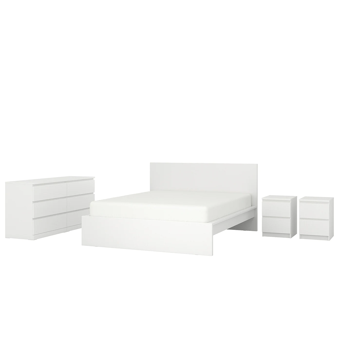 IKEA MALM Bedroom Furniture, Set Of 4 White King