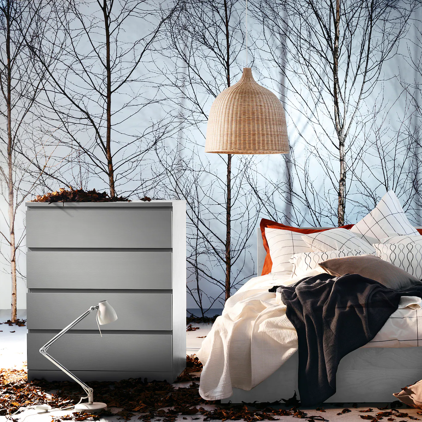 IKEA MALM High Bed Frame/2 Storage Boxes Gray Stained/Lönset Queen - Image 8