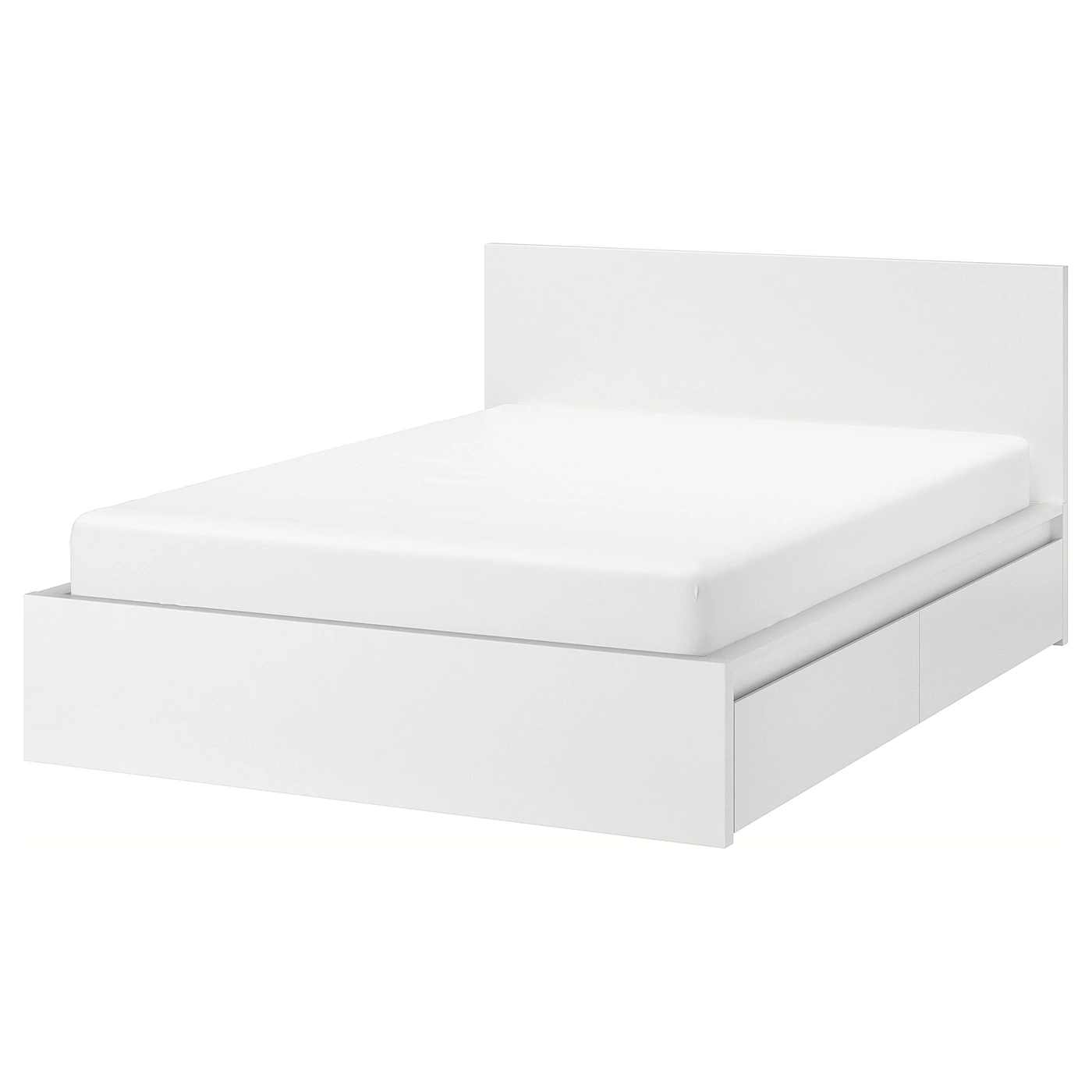 IKEA MALM High Bed Frame/2 Storage Boxes White/Luröy Queen