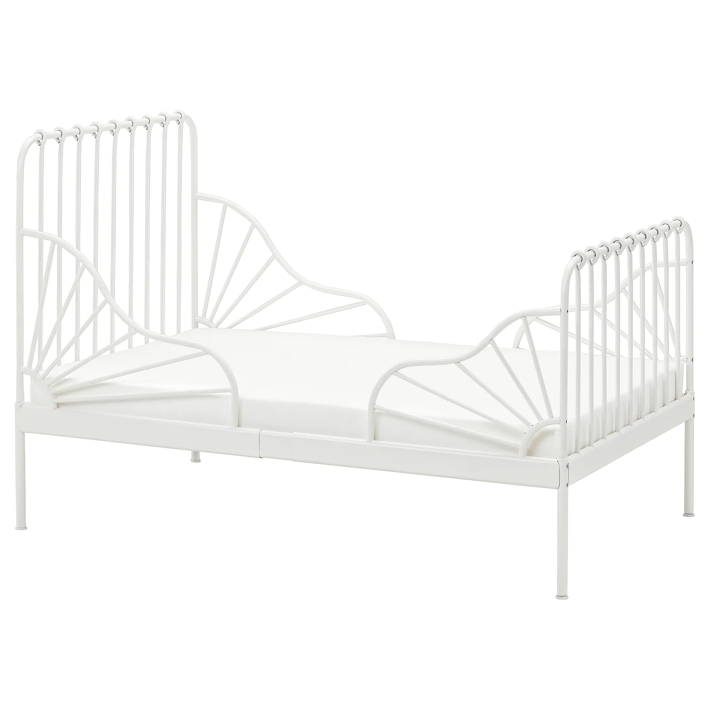 IKEA MINNEN Ext Bed Frame With Slatted Bed Base White 38 1/4x74 3/4 "