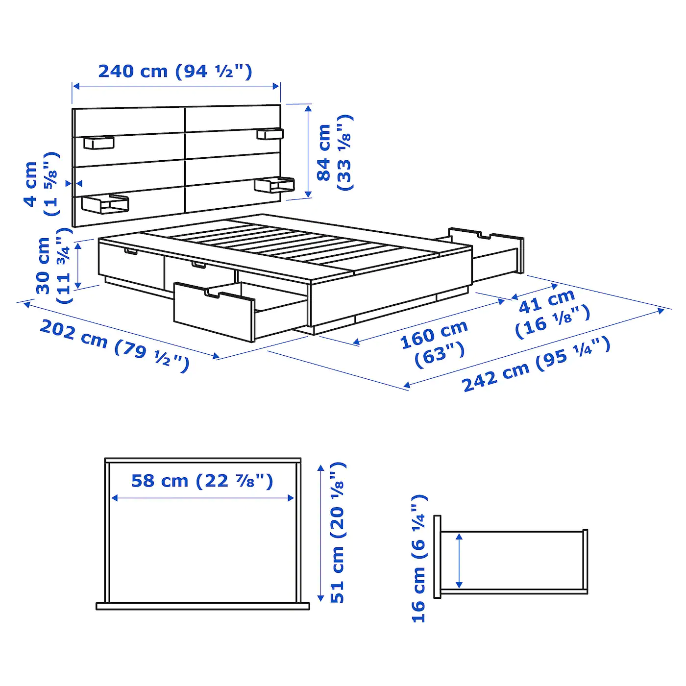 IKEA NORDLI Bed With Headboard And Storage White Queen - Image 11