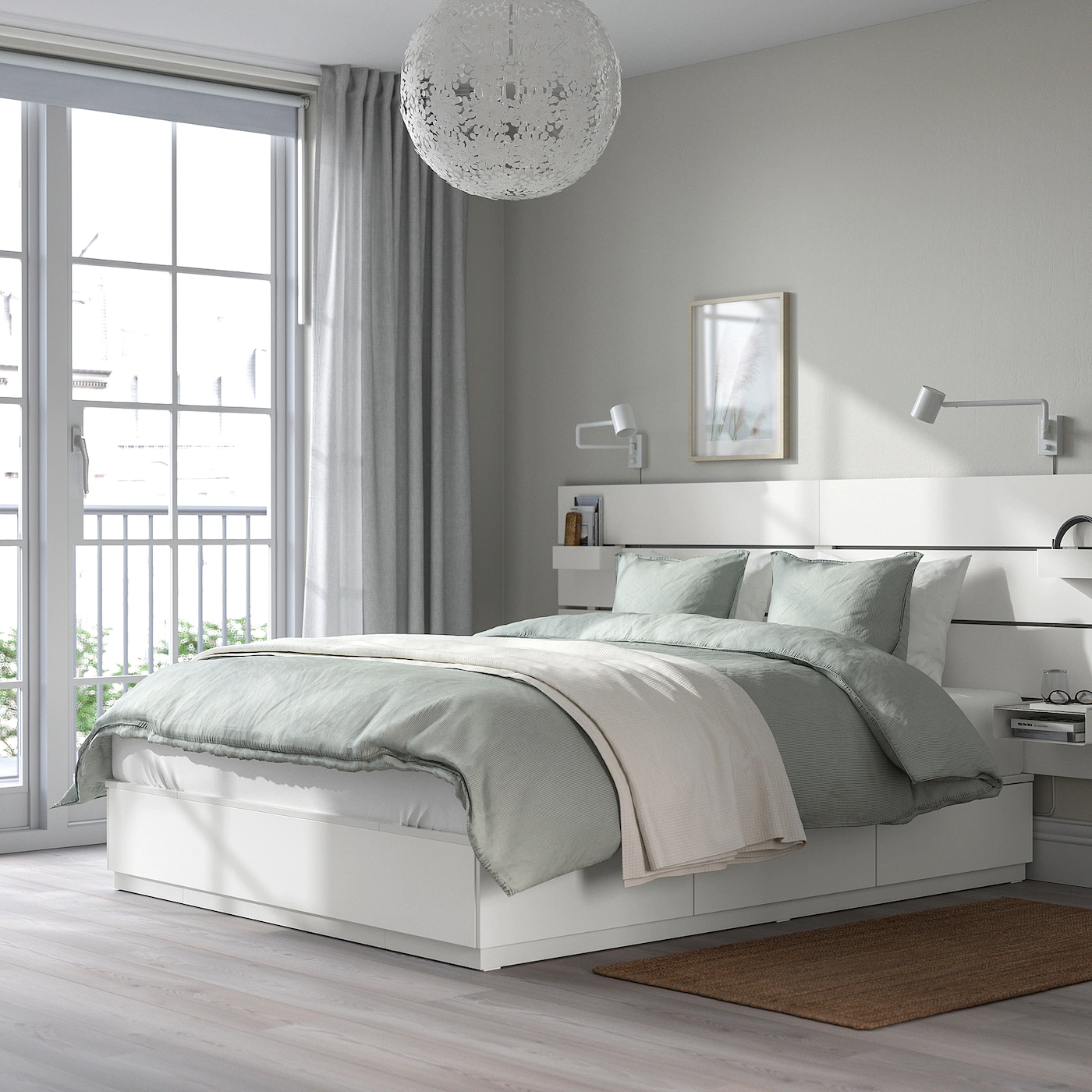 IKEA NORDLI Bed With Headboard And Storage White Queen - Image 4