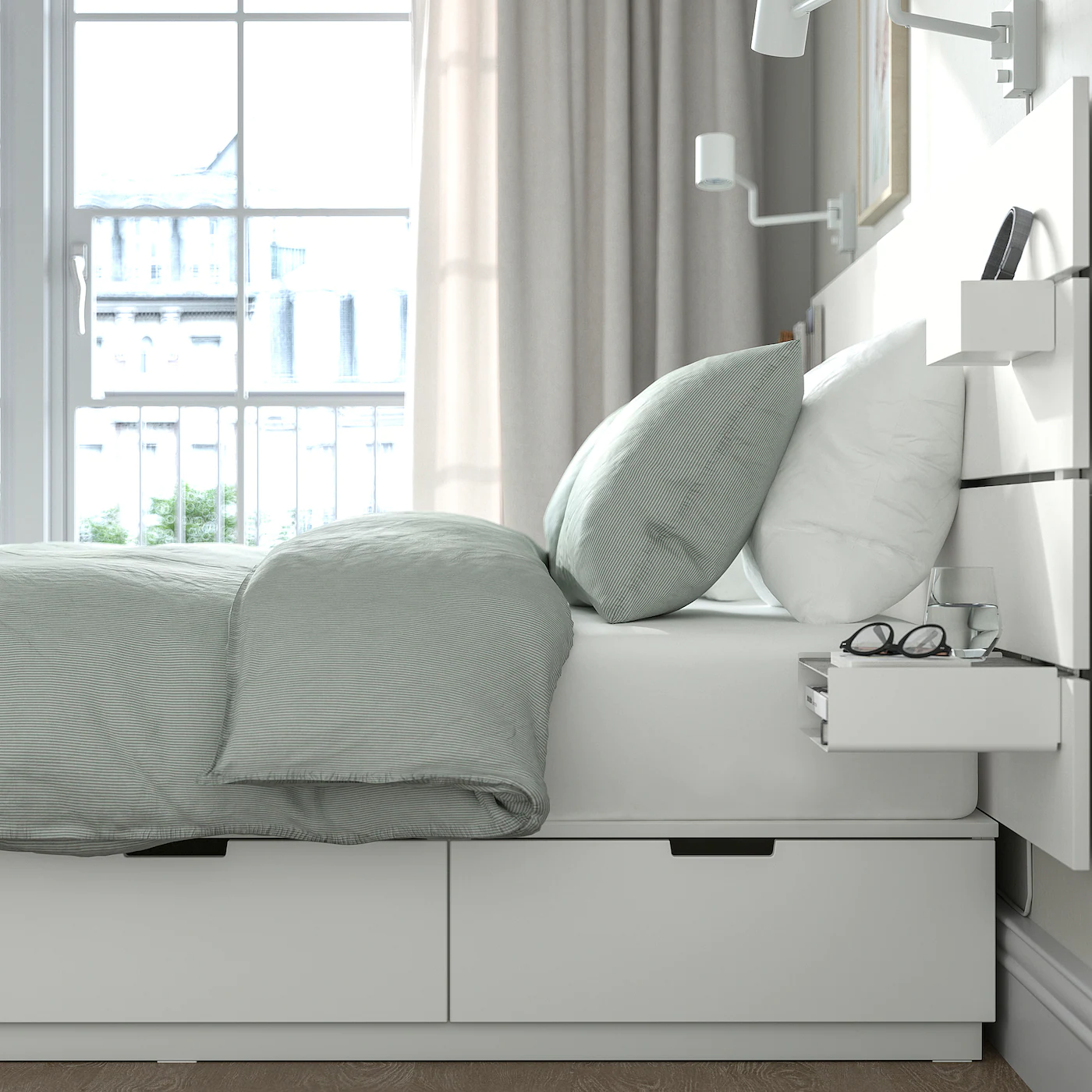 IKEA NORDLI Bed With Headboard And Storage White Queen - Image 5