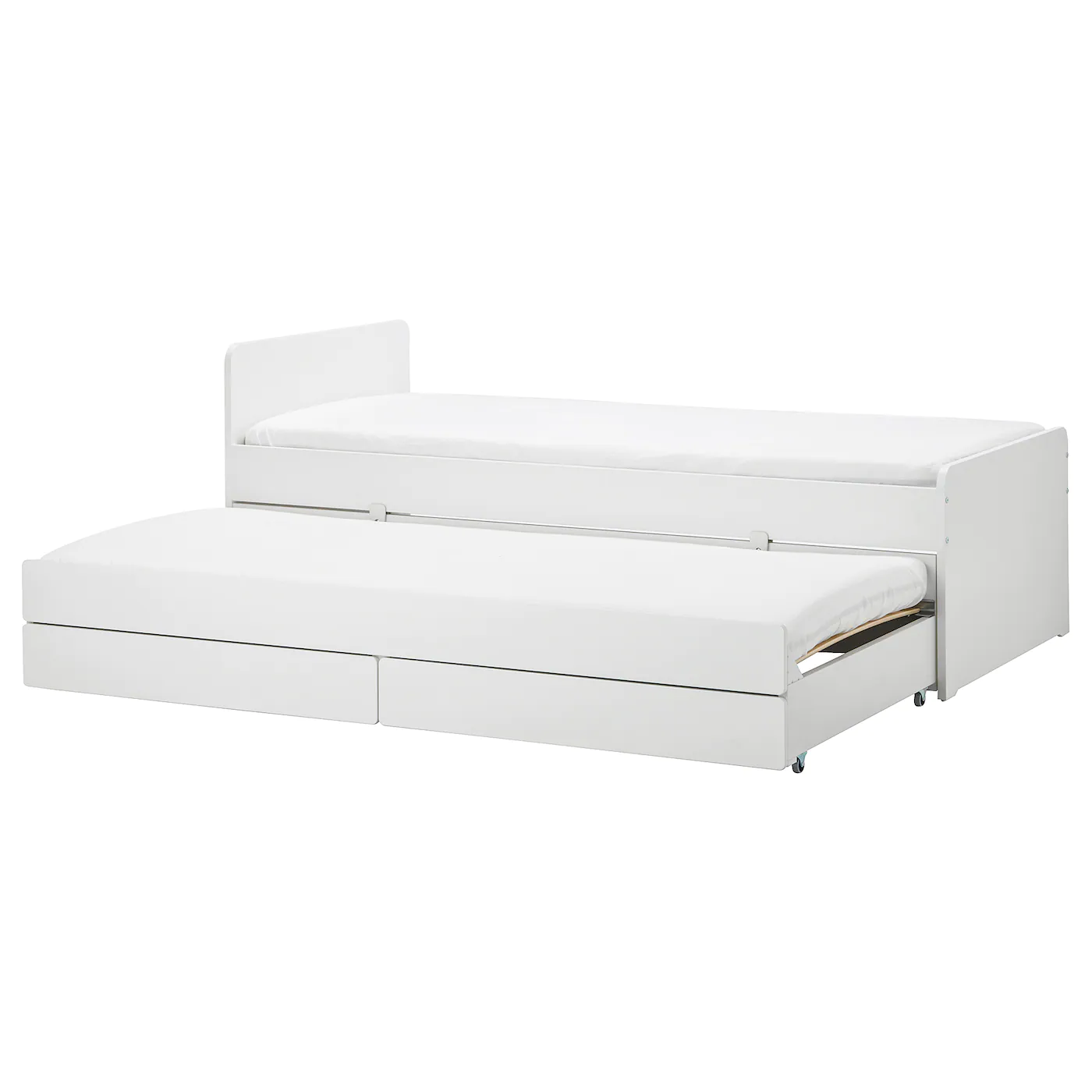 IKEA SLÄKT Bed Frame W/pullout Bed + Storage White Twin