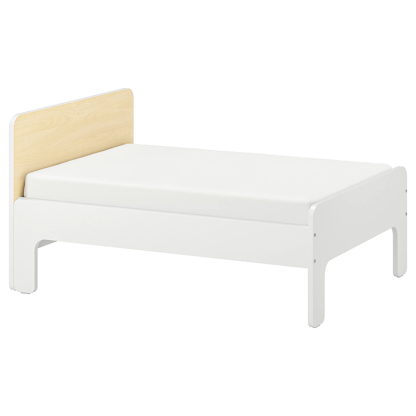 IKEA SLÄKT Ext Bed Frame With Slatted Bed Base White/birch 38 1/4x74 3/4 "