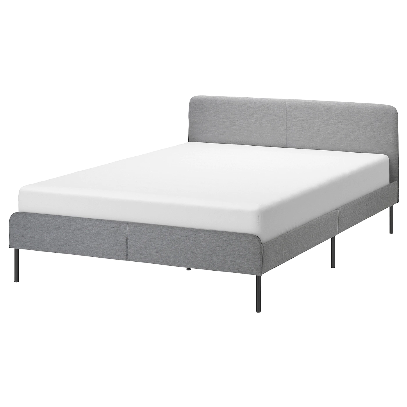 IKEA SLATTUM Upholstered Bed Frame Knisa Light Gray Queen
