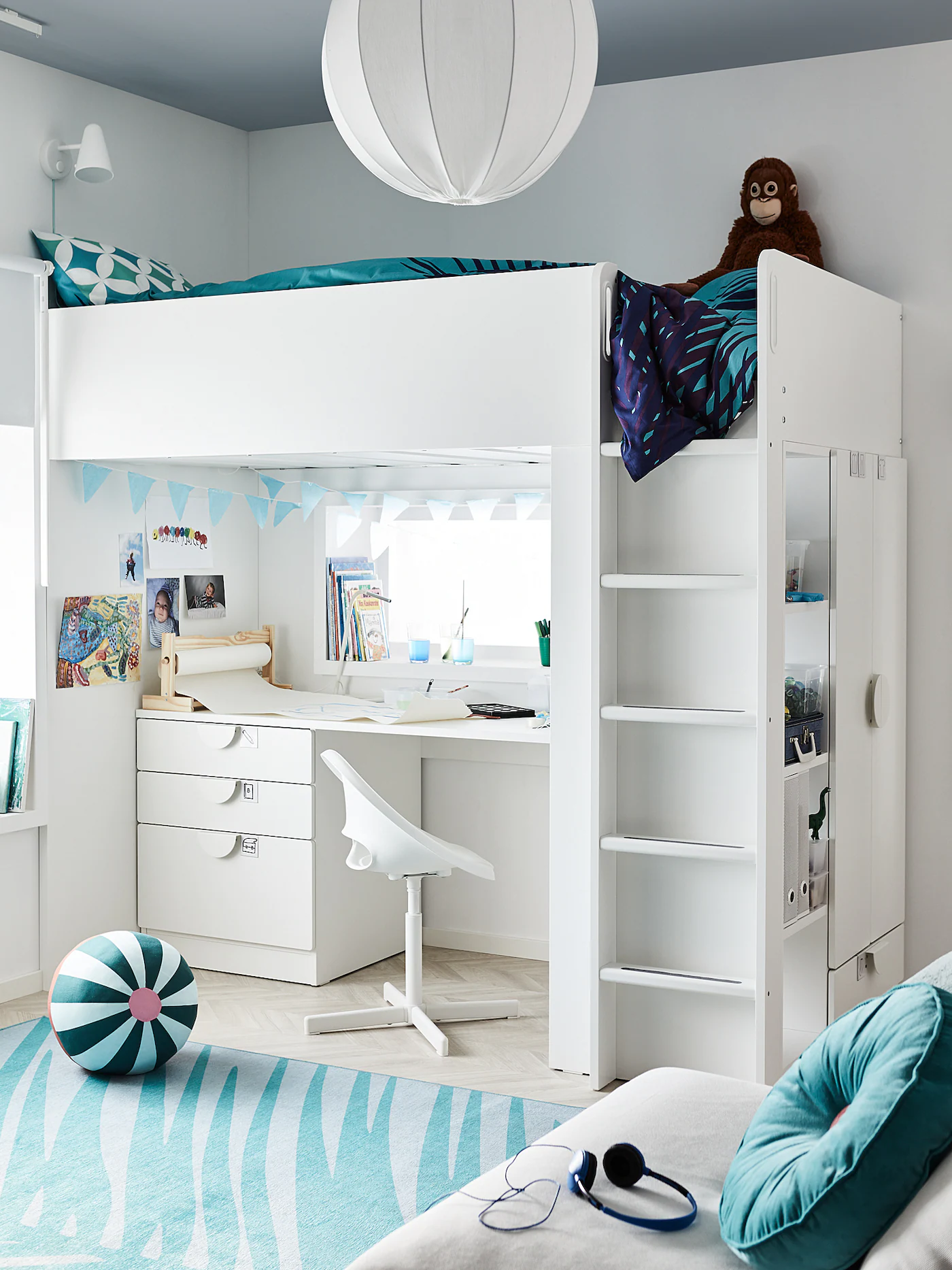 IKEA SMÅSTAD Loft Bed White Pale Pink/with Desk With 4 Drawers Twin - Image 9