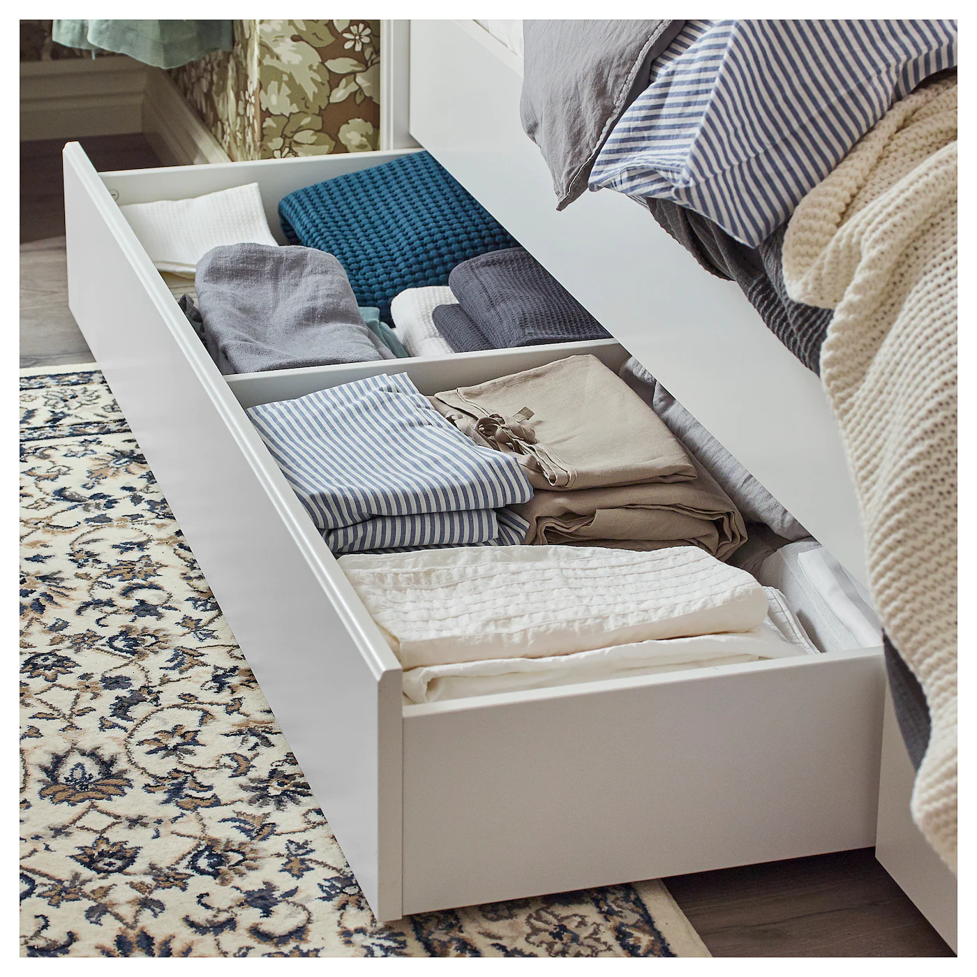 IKEA SONGESAND Bed Frame With 2 Storage Boxes White/Lönset Full/Double - Image 7