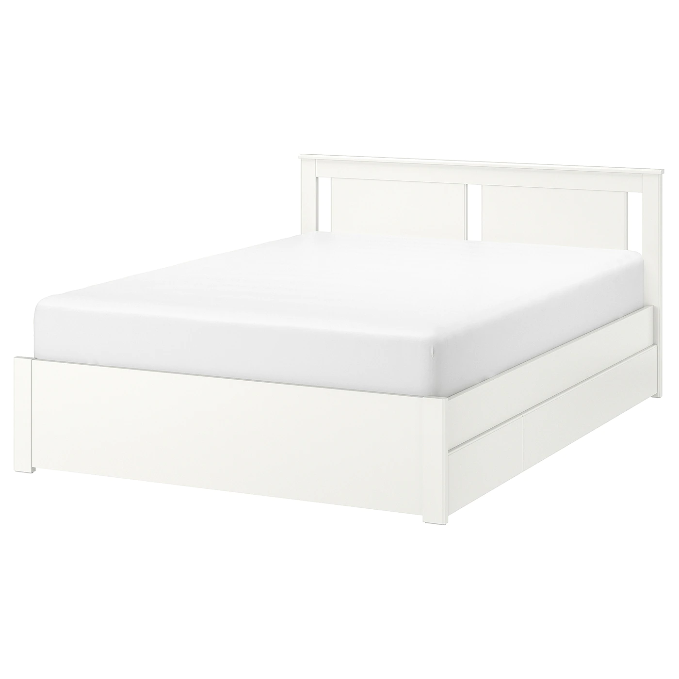 IKEA SONGESAND Bed Frame With 2 Storage Boxes White/Lönset Queen