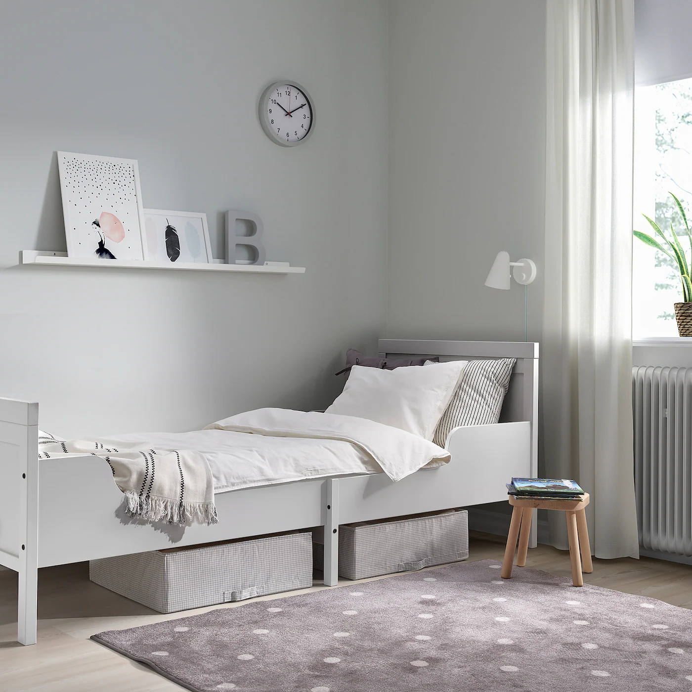 IKEA SUNDVIK Ext Bed Frame With Slatted Bed Base Gray 38 1/4x74 3/4 " - Image 3