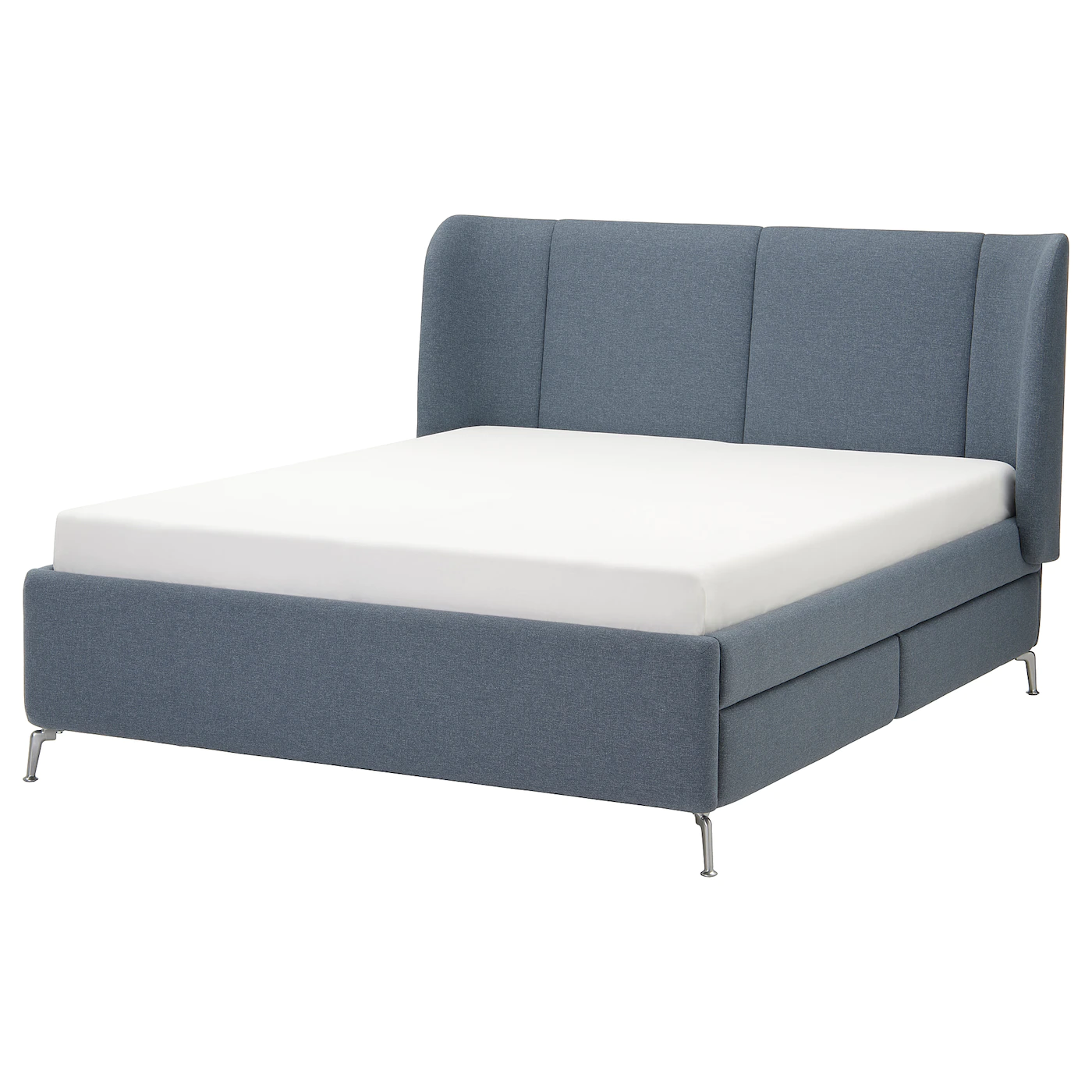 IKEA TUFJORD Upholstered Storage Bed Gunnared Blue King
