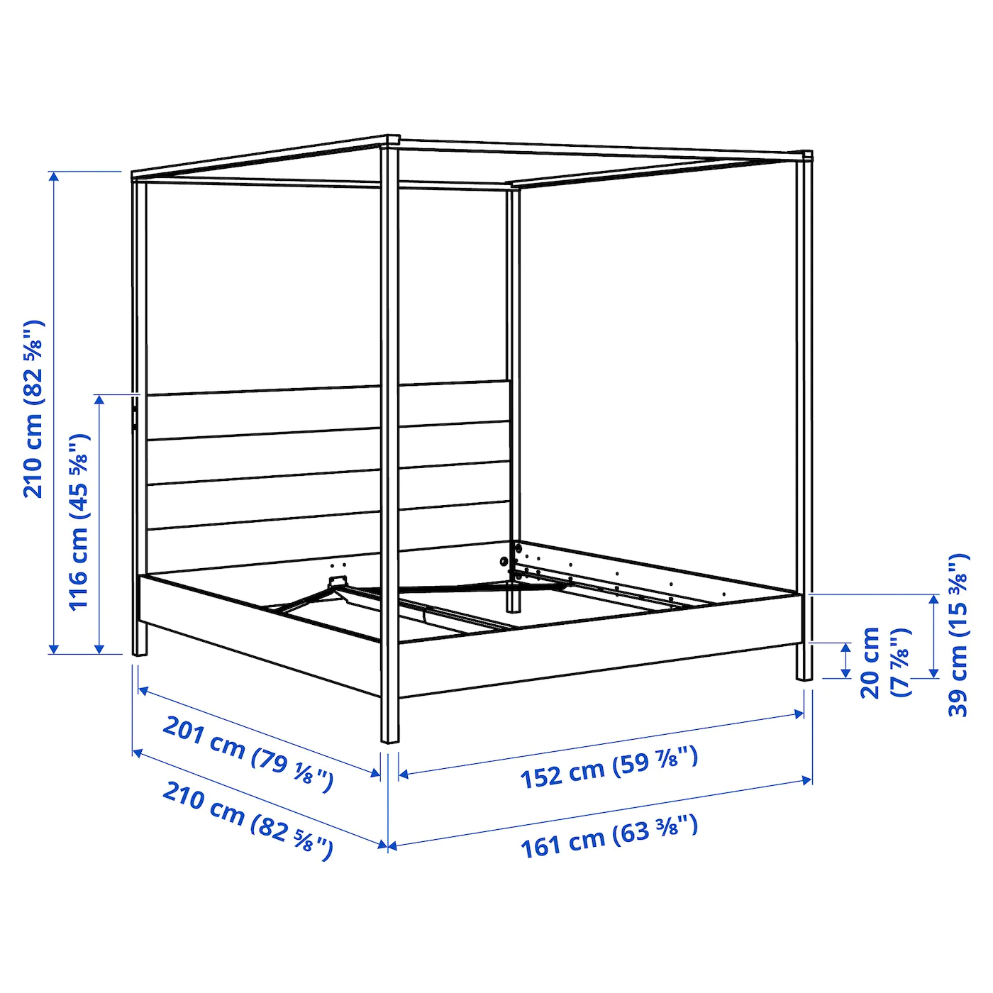 IKEA YTTERVÅG Fourposter Bed Frame Black/Lönset Queen Graybrown/wood - Image 10
