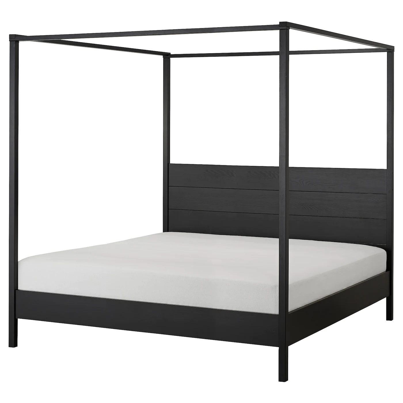 IKEA YTTERVÅG Fourposter Bed Frame Black/Lönset King Black/wood