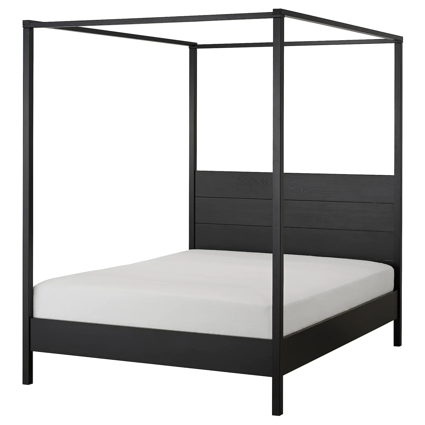 IKEA YTTERVÅG Fourposter Bed Frame Black/Luröy Queen Graybrown/wood